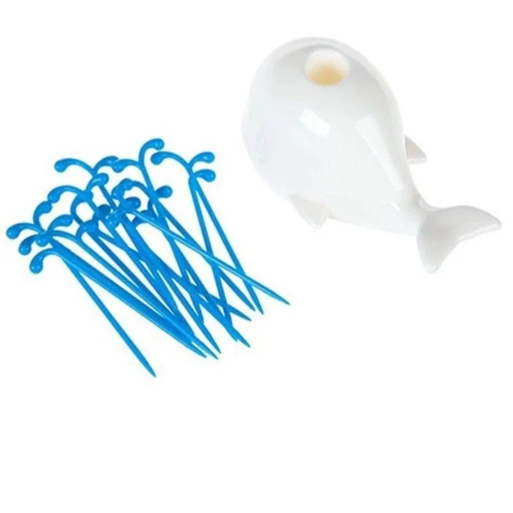 Whale Fountain Fruit Fork Set 16 Pieces W/ Base for Party Decor, Bar Supply, NEW